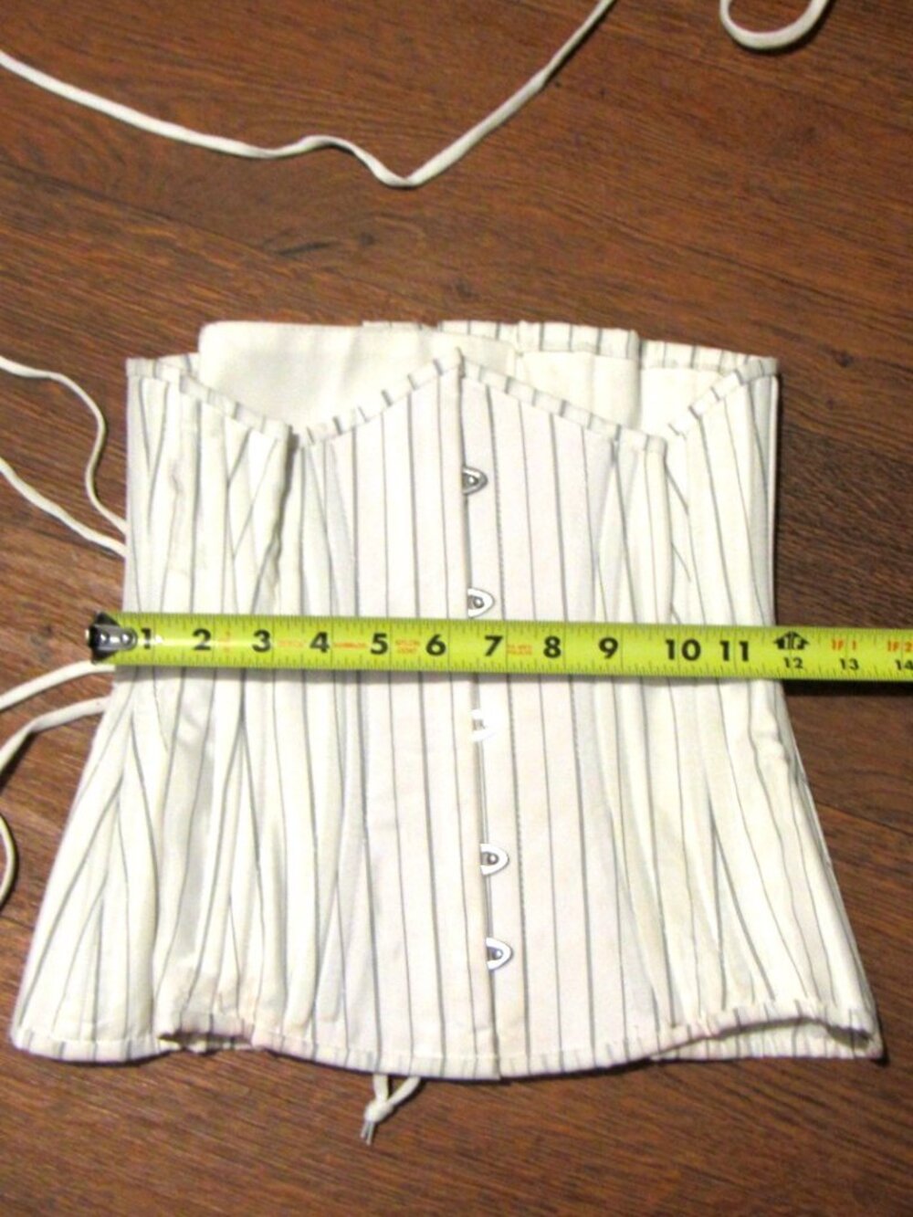 White Pinstripe Underbust Waist Training Corset Steel Boned 24" - Picture 7 of 15
